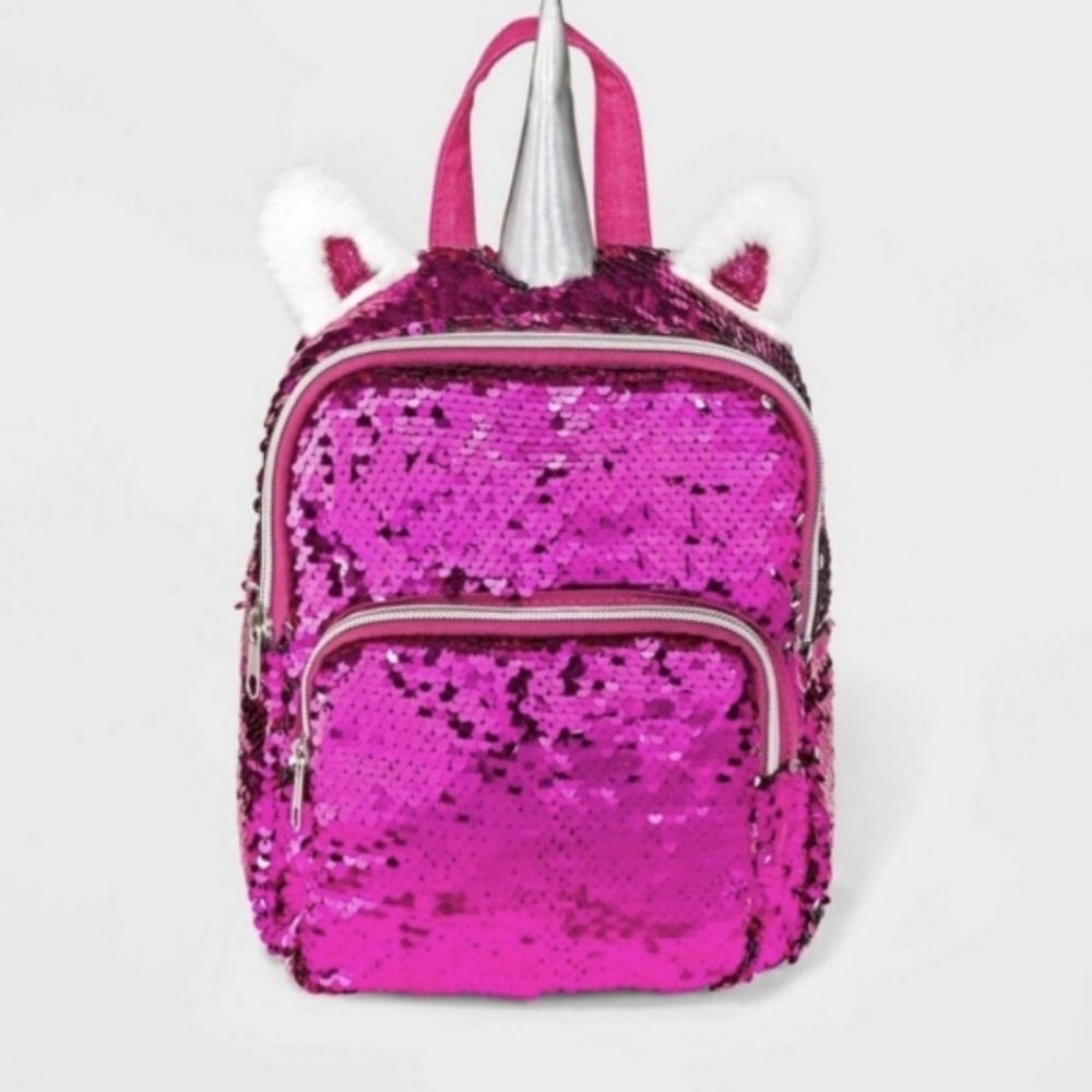 🆕️Girls Mini Backpack unicorn color changing sequins Cat & Jack Pink